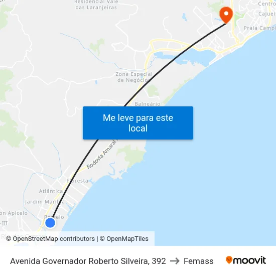 Avenida Governador Roberto Silveira, 392 to Femass map