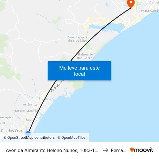 Avenida Almirante Heleno Nunes, 1083-1229 to Femass map