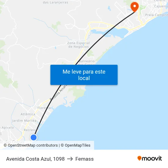 Avenida Costa Azul, 1098 to Femass map