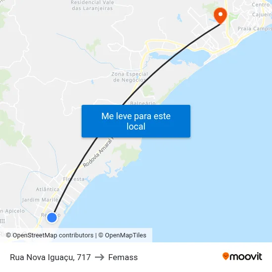 Rua Nova Iguaçu, 717 to Femass map