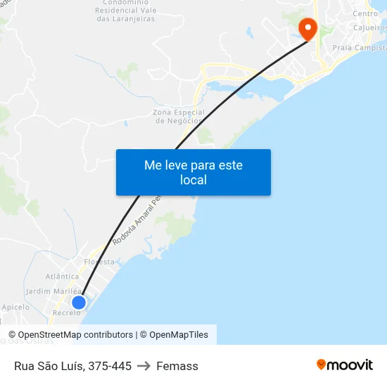 Rua São Luís, 375-445 to Femass map