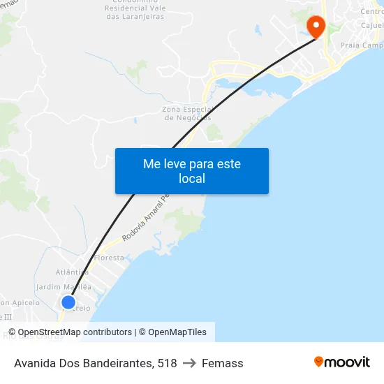 Avanida Dos Bandeirantes, 518 to Femass map