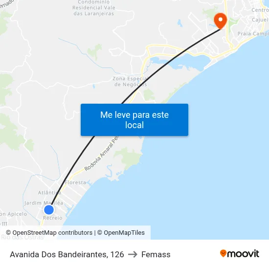 Avanida Dos Bandeirantes, 126 to Femass map