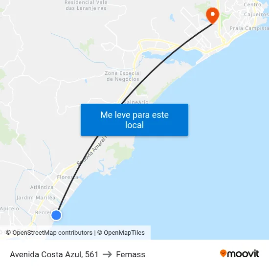 Avenida Costa Azul, 561 to Femass map