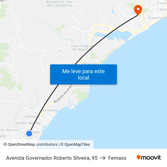 Avenida Governador Roberto Silveira, 95 to Femass map