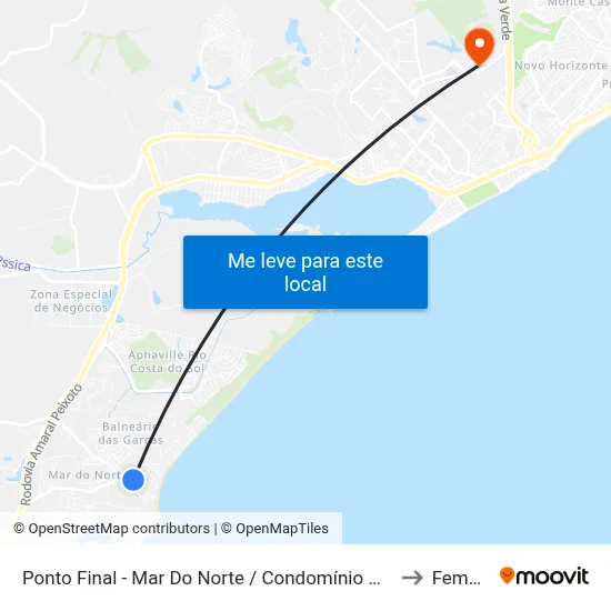 Ponto Final - Mar Do Norte / Condomínio Da Praia to Femass map