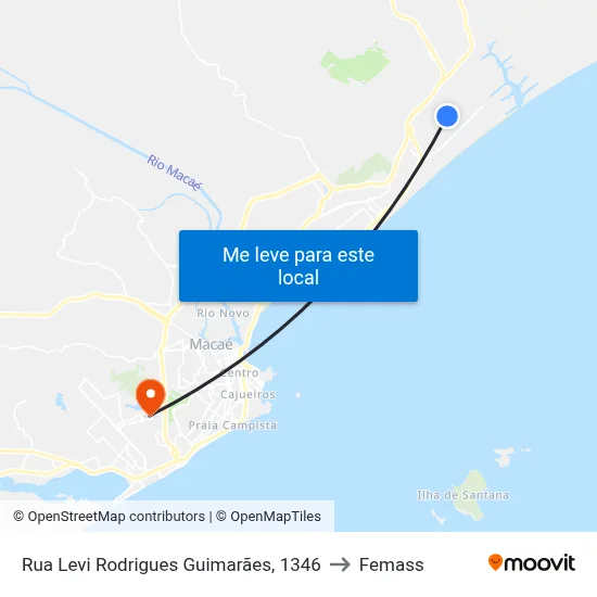 Rua Levi Rodrigues Guimarães, 1346 to Femass map