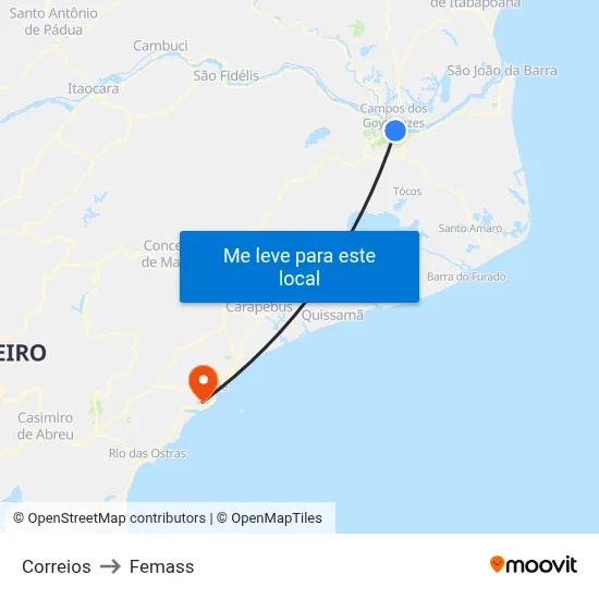 Correios to Femass map