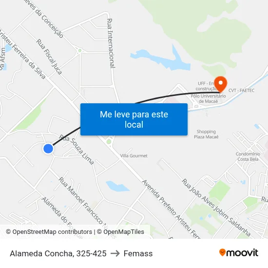 Alameda Concha, 325-425 to Femass map