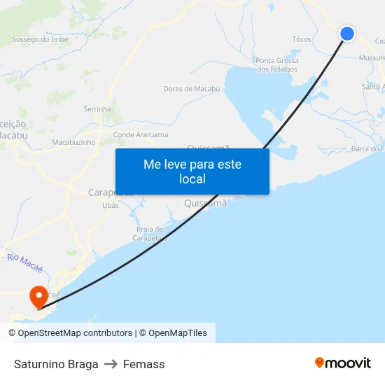 Saturnino Braga to Femass map