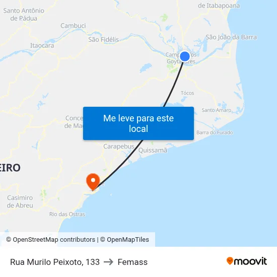 Rua Murilo Peixoto, 133 to Femass map