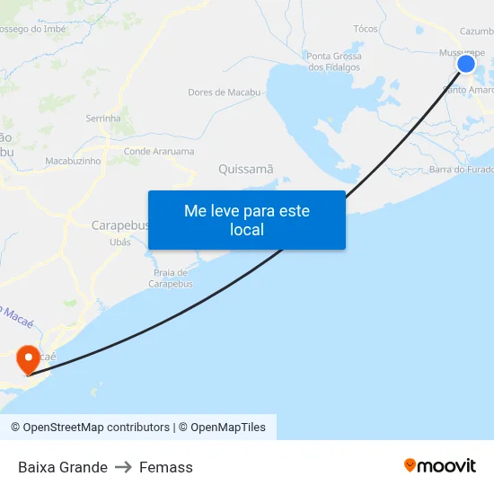 Baixa Grande to Femass map