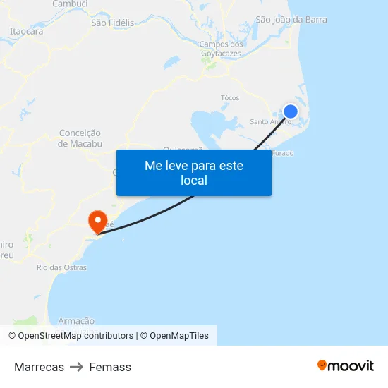 Marrecas to Femass map