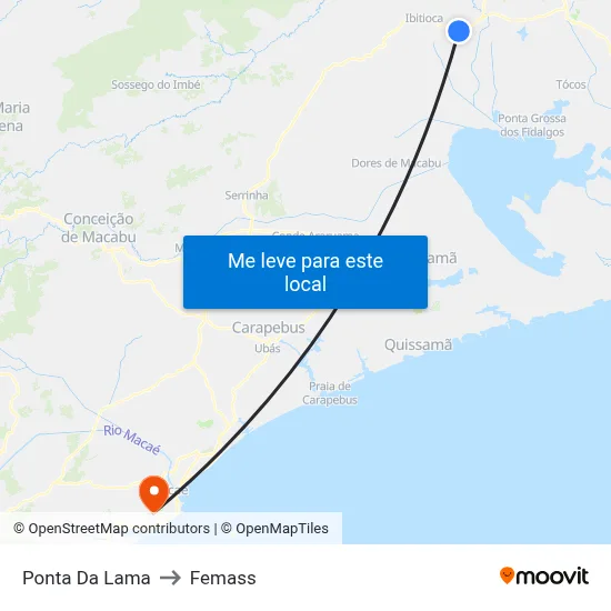 Ponta Da Lama to Femass map