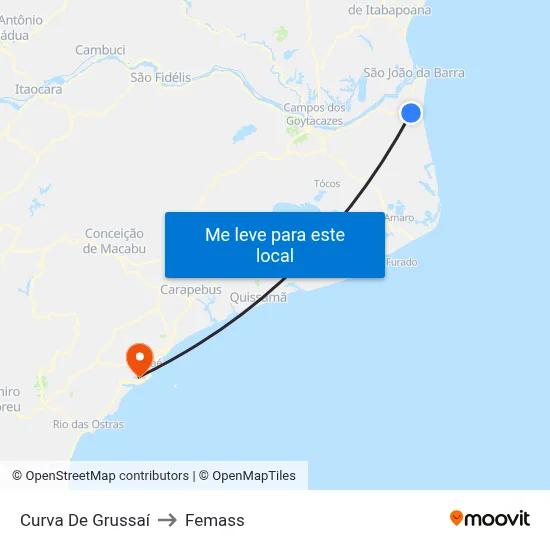 Curva De Grussaí to Femass map