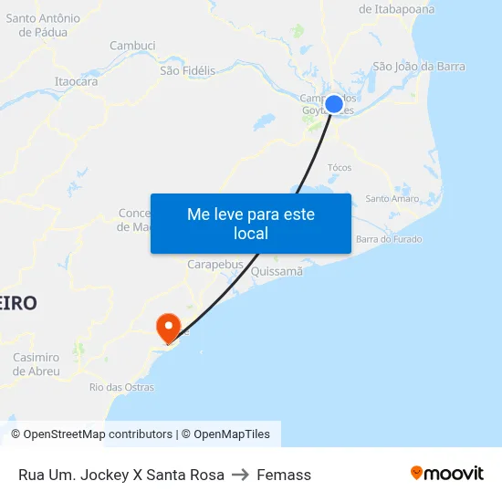Rua Um. Jockey X Santa Rosa to Femass map