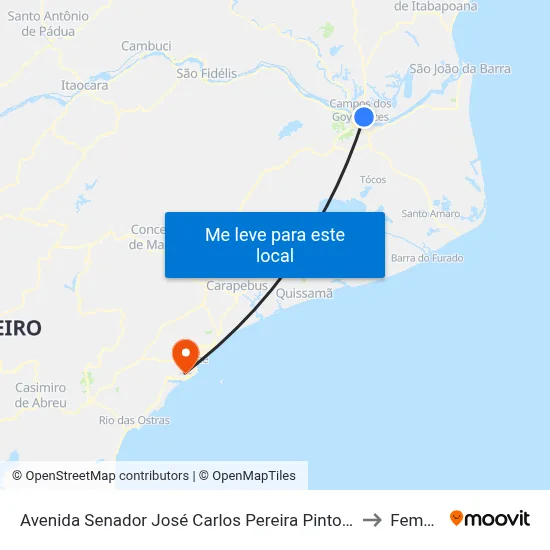 Avenida Senador José Carlos Pereira Pinto 443-463 to Femass map