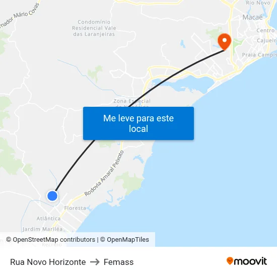 Rua Novo Horizonte to Femass map