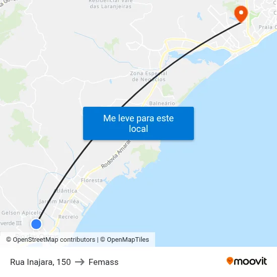 Rua Inajara, 150 to Femass map