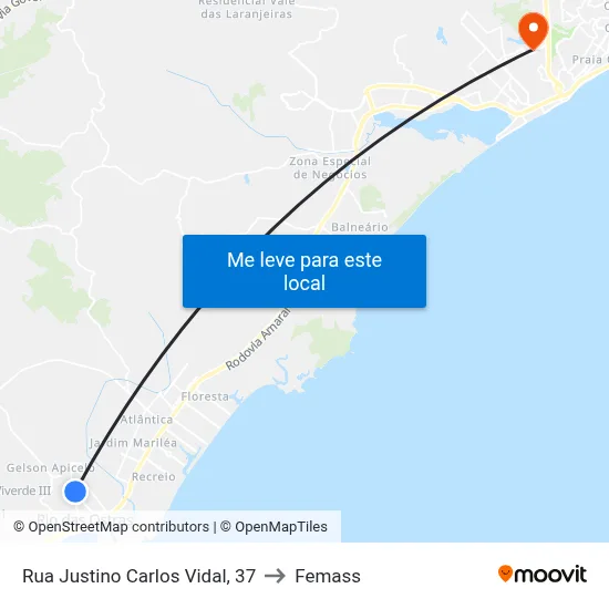 Rua Justino Carlos Vidal, 37 to Femass map