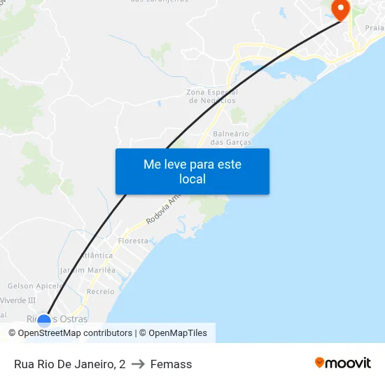 Rua Rio De Janeiro, 2 to Femass map