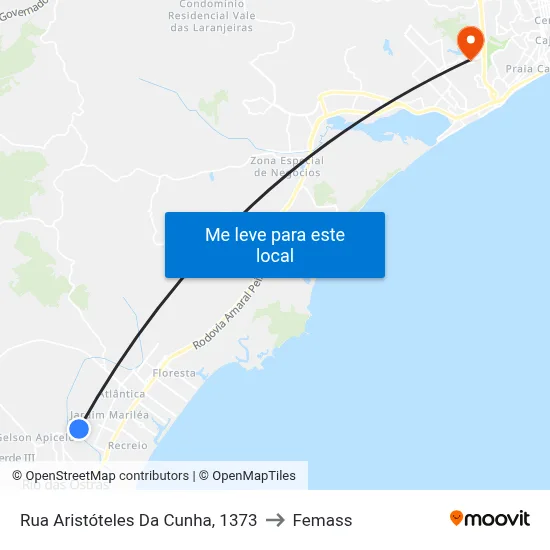 Rua Aristóteles Da Cunha, 1373 to Femass map