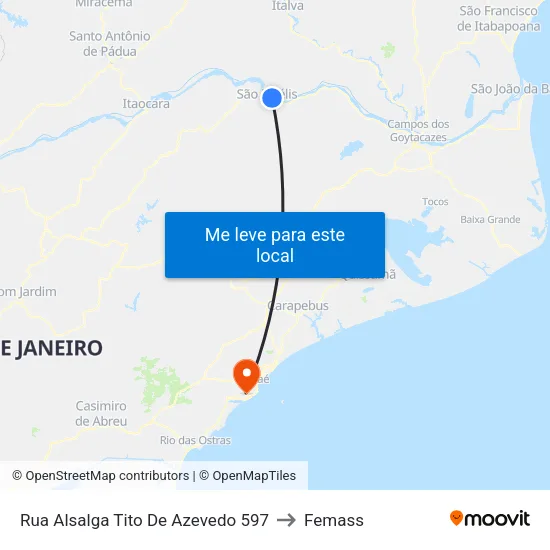 Rua Alsalga Tito De Azevedo 597 to Femass map