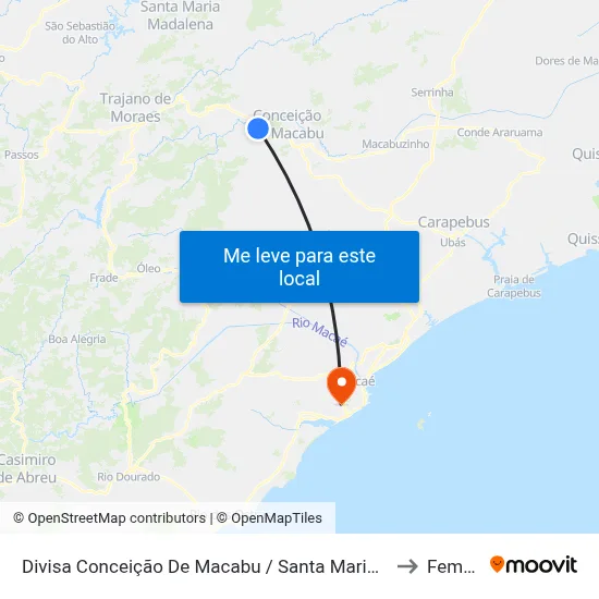 Divisa Conceição De Macabu / Santa Maria Madalena to Femass map
