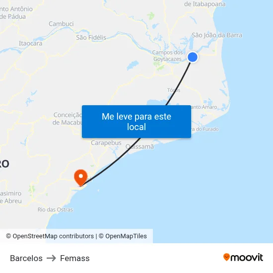 Barcelos to Femass map