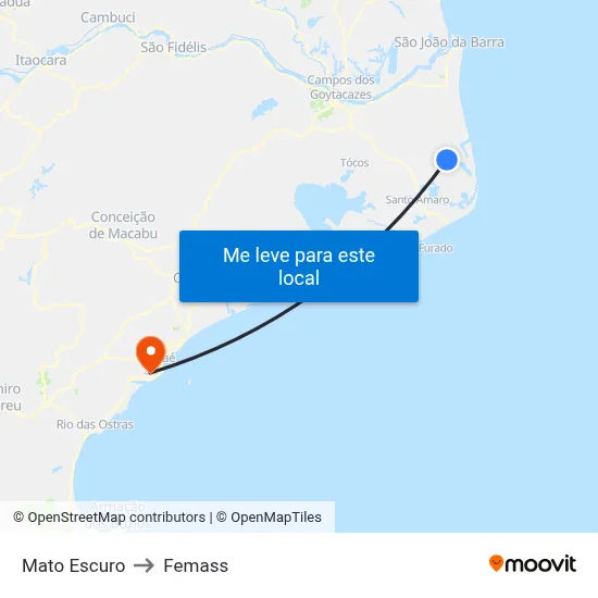Mato Escuro to Femass map