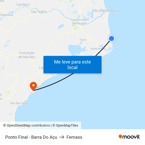 Ponto Final - Barra Do Açu to Femass map