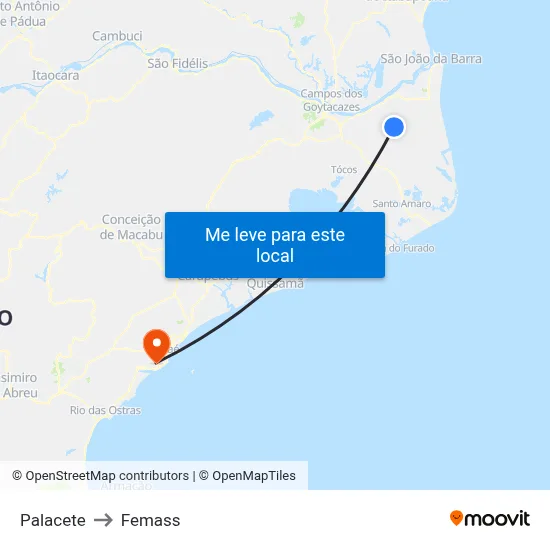 Palacete to Femass map