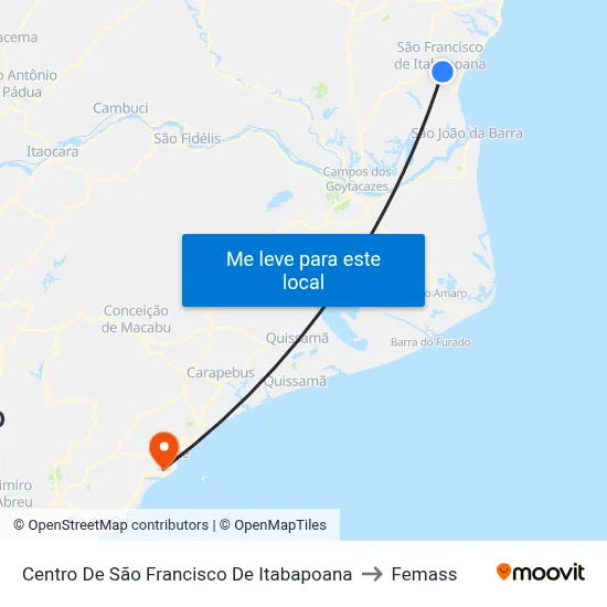Centro De São Francisco De Itabapoana to Femass map