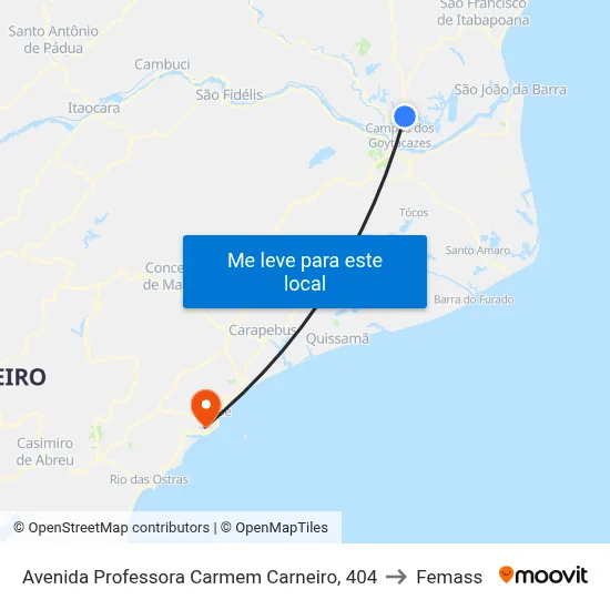 Avenida Professora Carmem Carneiro, 404 to Femass map