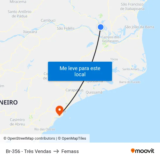 Br-356 - Três Vendas to Femass map