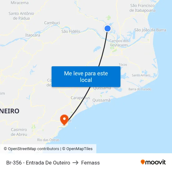 Br-356 - Entrada De Outeiro to Femass map