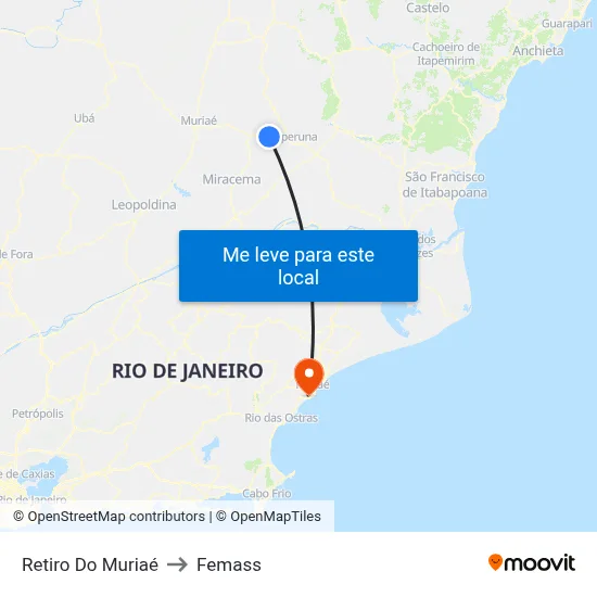 Retiro Do Muriaé to Femass map