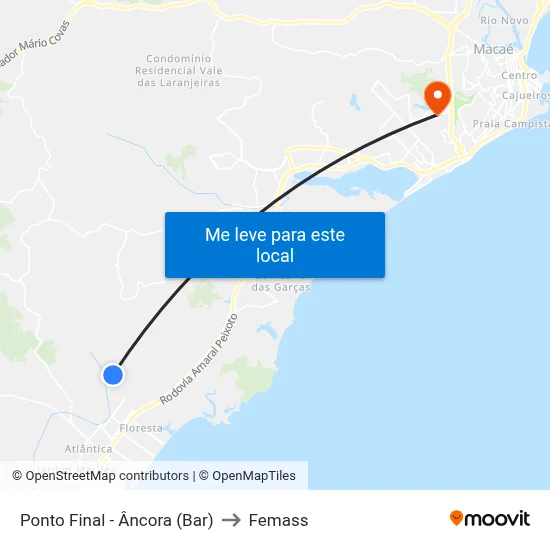 Ponto Final - Âncora (Bar) to Femass map
