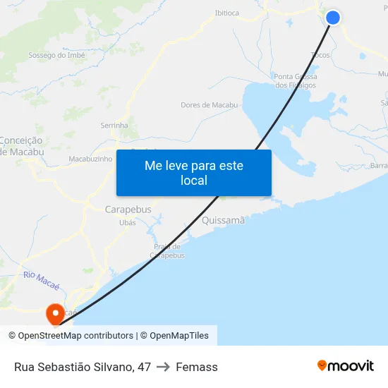 Rua Sebastião Silvano, 47 to Femass map