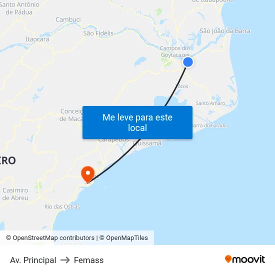 Av. Principal to Femass map