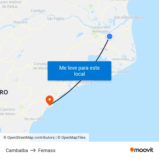 Cambaíba to Femass map
