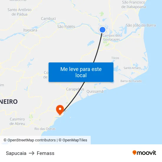 Sapucaia to Femass map