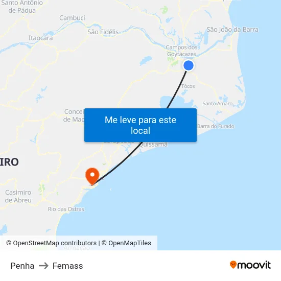 Penha to Femass map