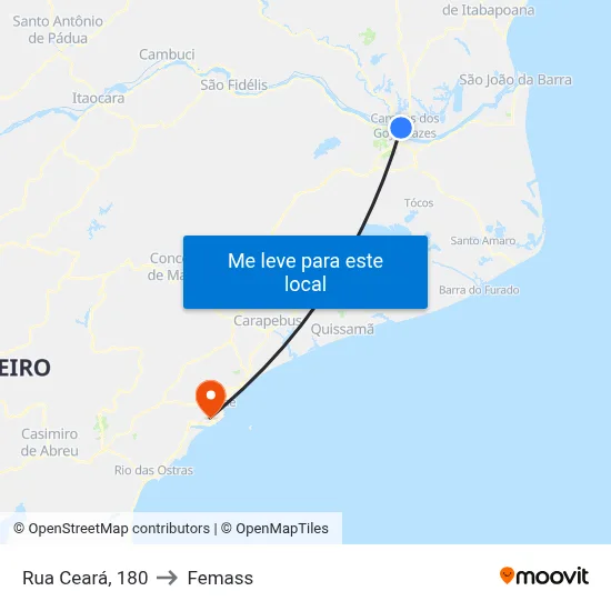 Rua Ceará, 180 to Femass map