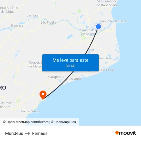 Mundeus to Femass map