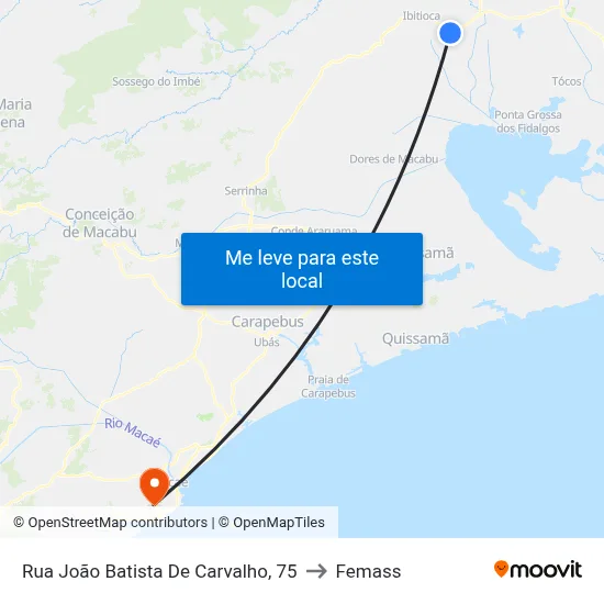Rua João Batista De Carvalho, 75 to Femass map