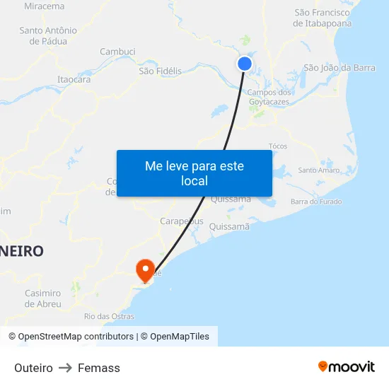 Outeiro to Femass map