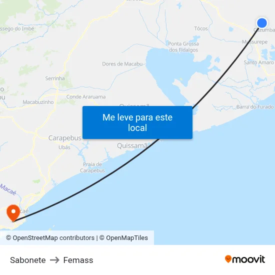 Sabonete to Femass map