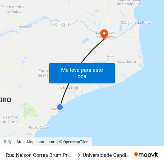 Rua Nelson Correa Brum Próximo Ao 643 to Universidade Candido Mendes map