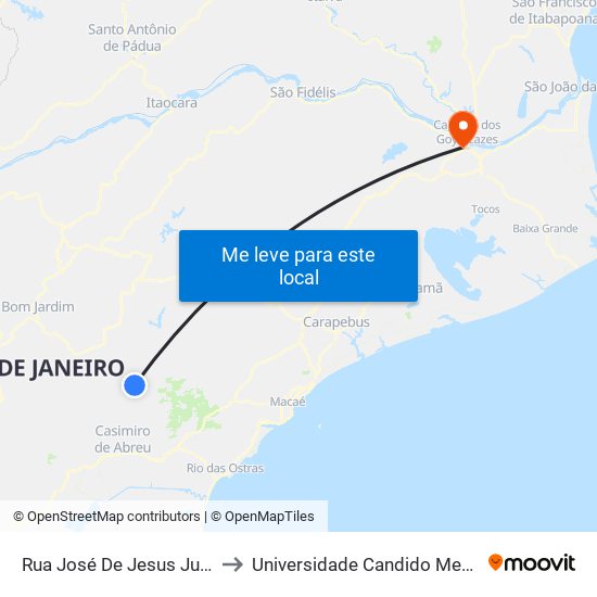 Rua José De Jesus Junior to Universidade Candido Mendes map